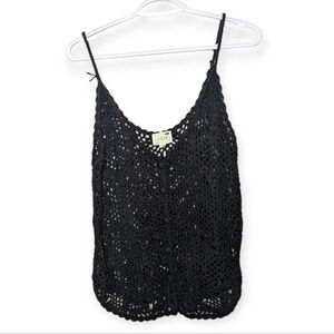 LA  Hearts PacSun Black Macrame Knit Button Front Tank Top - Small Woman